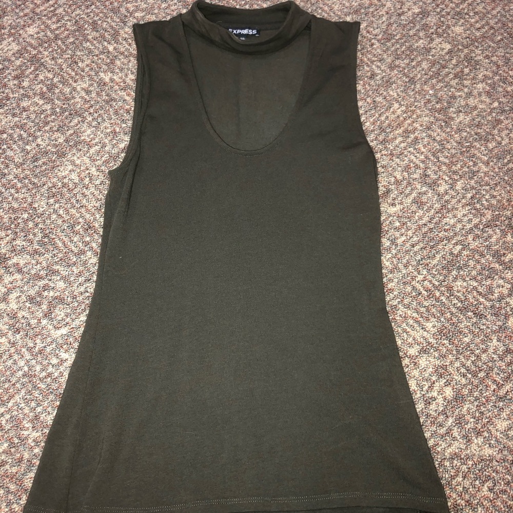 Army Green Tank Top with Cut Out